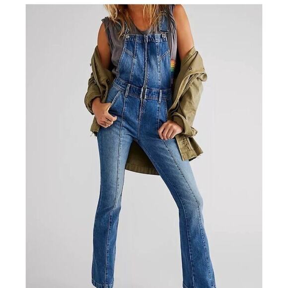 We The Free Camilla Slim Bootcut new denim overalls Y2K, 2000s Fashion - Picture 2 of 9